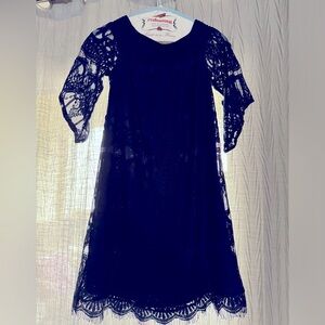 S, Miami royal blue lace dress with mid sleeves.